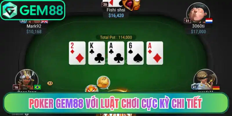 Poker gem88 với luật chơi cực kỳ chi tiết