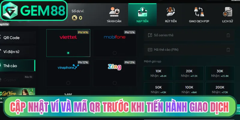 Luôn cập nhật ví và mã QR trước khi tiến hành giao dịch